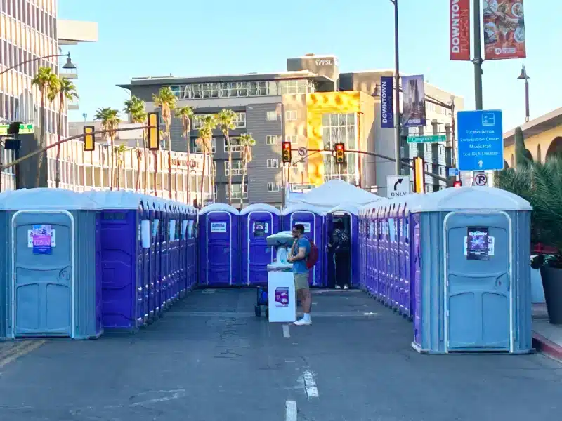 Stamback Services porta potties in downtown Tucson at DUSK music festival