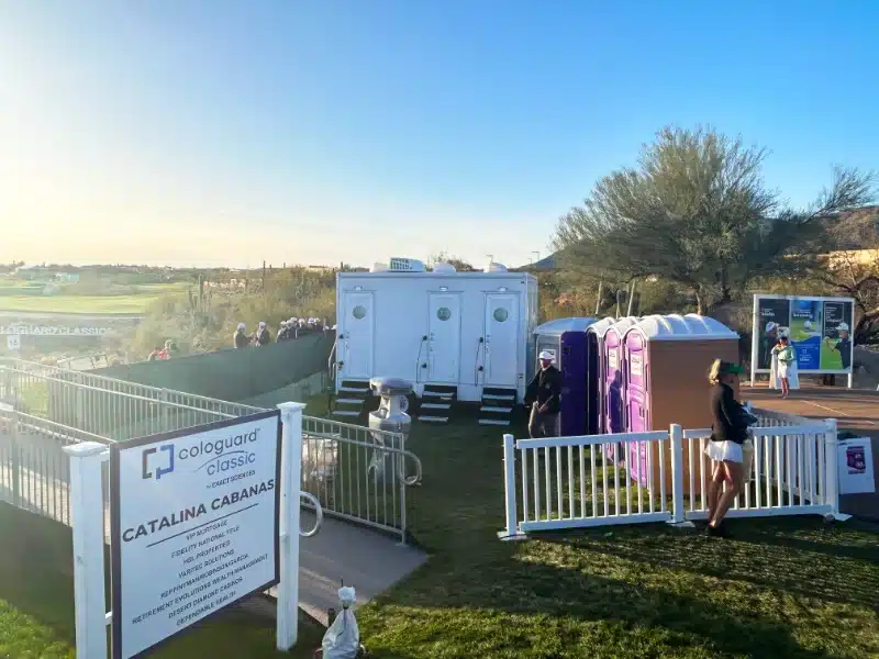 Stamback Services VIP trailer and porta potties at Cologuard Classic