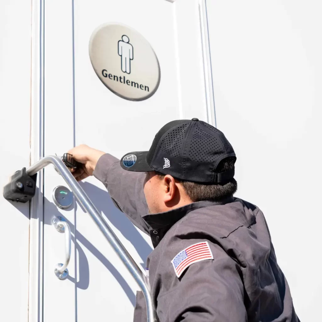 Stamback Services VIP restroom trailer gentlemen's stall